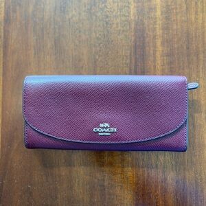 Coach Burgundy Leather Wallet (animal print inside)